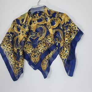 The Limited Gold/Blue Floral Scarf